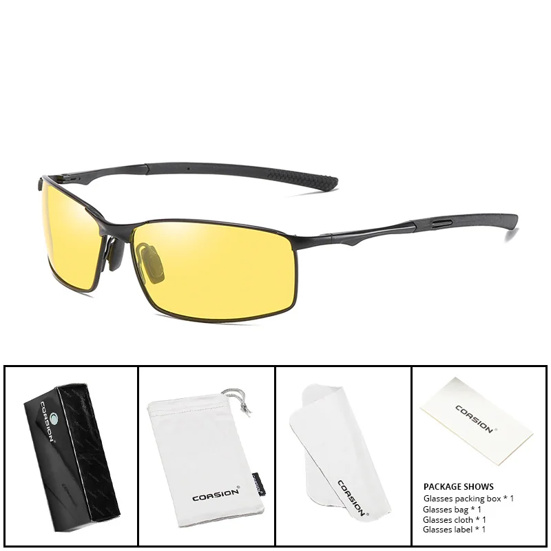 C7 Black Yellow COASION Солнцезащитные очки Мужские поляризационные прямоугольная металлическая оправа спортивные очки для вождения солнцезащитные очки для мужчин gafas de sol hombre UV400 CA1170 - Цвет линз: C7 Black Yellow