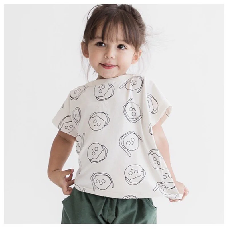 Летние хлопковые белые футболки для маленьких мальчиков и девочек Детская