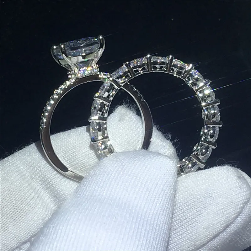 Choucong очаровательное кольцо на палец набор 925 пробы серебро овальный вырез 3ct AAAAA cz