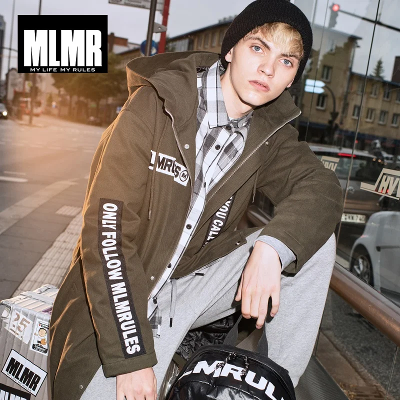 MLMR для мужчин 100% хлопок Письмо печати Средний стиль хлопковая стеганая куртка