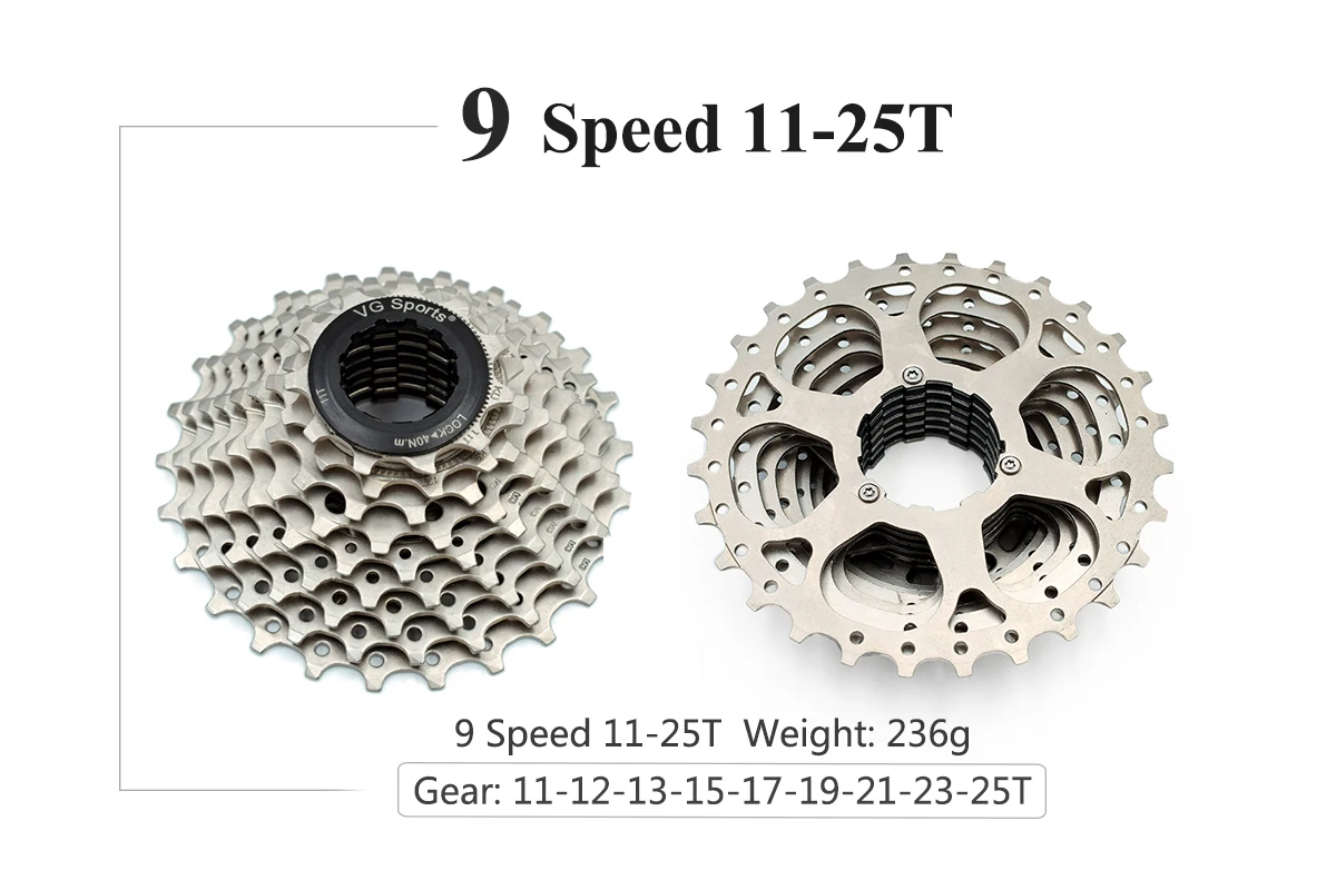 9S 11-25T G 8 9 10 11 скоростная дорожная кассета 11 S 11-25T 26T 28T 32T 36T Запчасти для шоссейного велосипеда звездочки свободного хода cogs cdg freewheels - Цвет: 9S 11-25T G