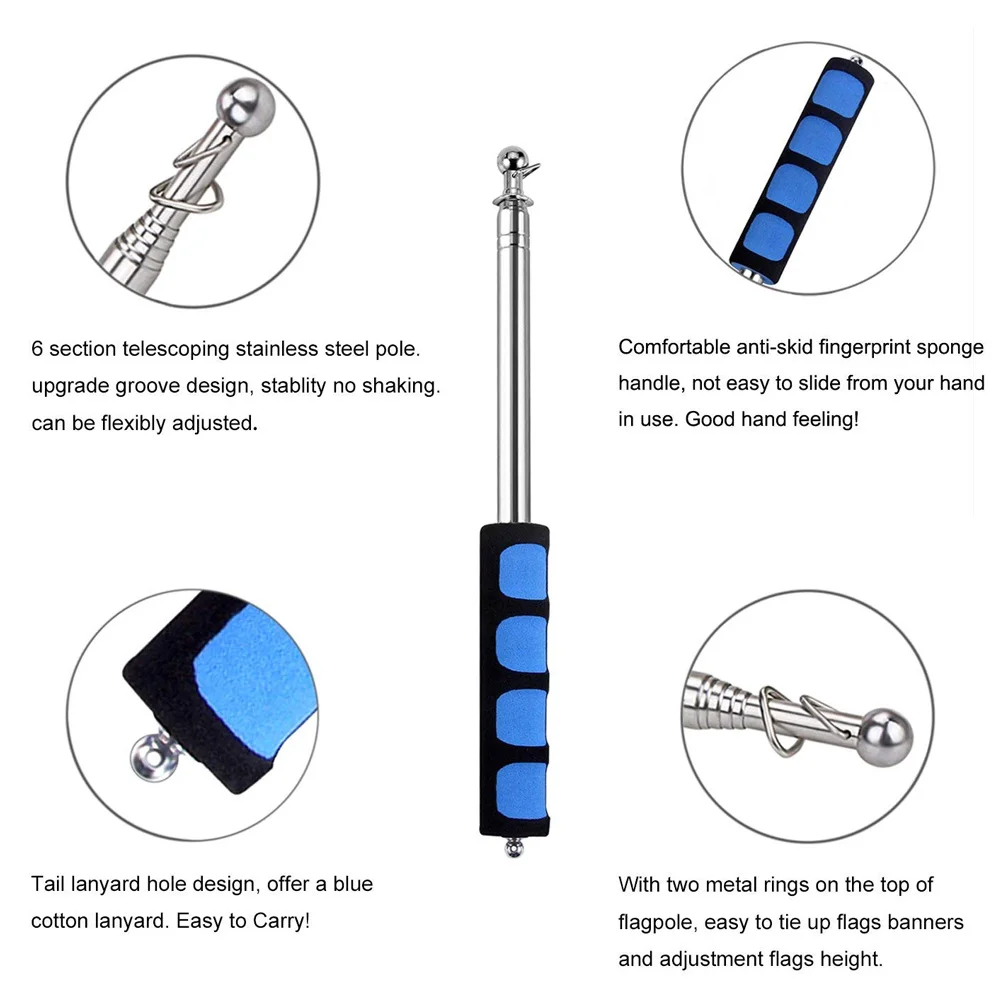 Телескопические флагштоки портативный персонал легкий из нержавеющей стали