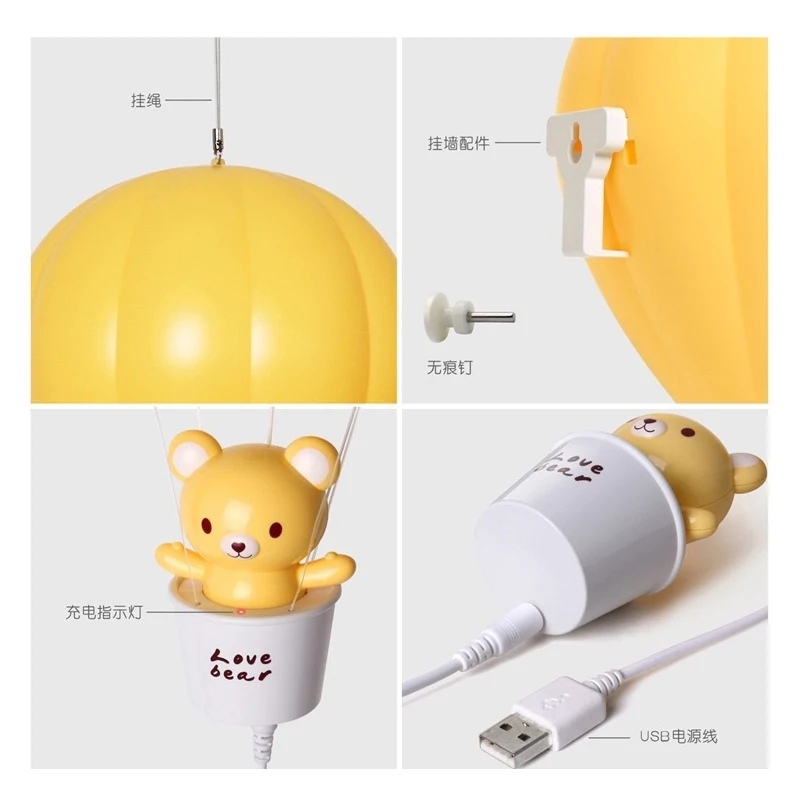 Adeeing Dimmable горячий воздушный шар светодиодный ночник детский светильник с сенсорным выключателем USB Перезаряжаемый настенный светильник