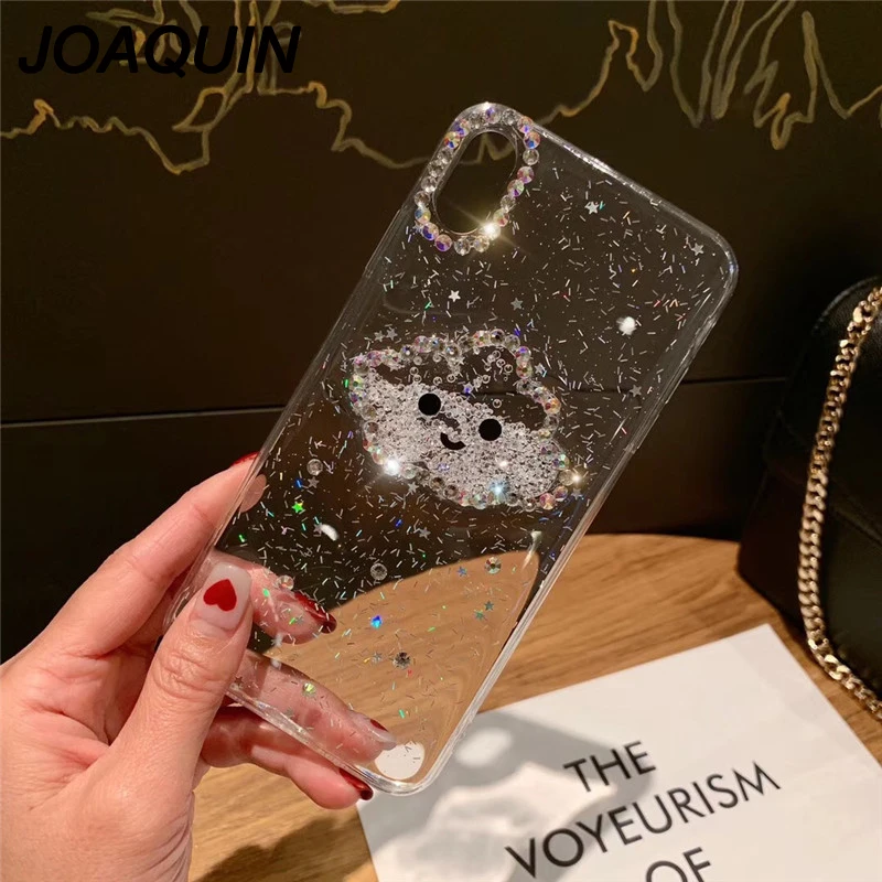 Жидкое Сердце Блеск порошок улыбка лицо облака телефонные чехлы для iPhone X XR XS Max 6 6S