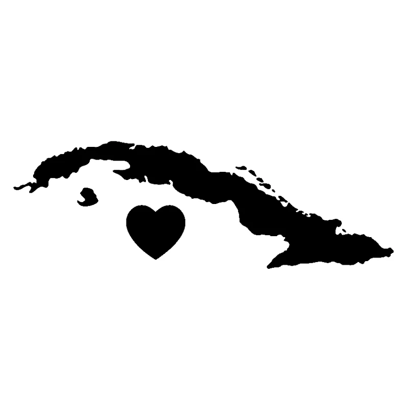

18.2cm*6.1cm Cuba Heart Love Island Fashion Car Accessories Stickers Black/Silver S3-5586