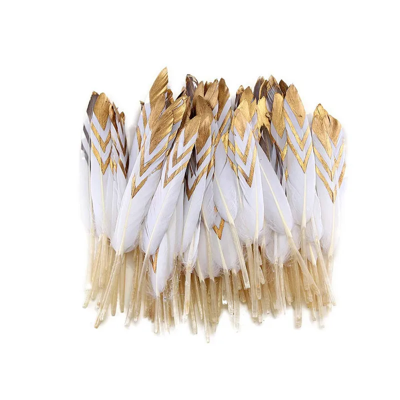 

High quality Dipped Gold Natural dyed Duck Feather 20pcs10-15CM DIY feathers for crafts decor feathers for jewelry making plumas