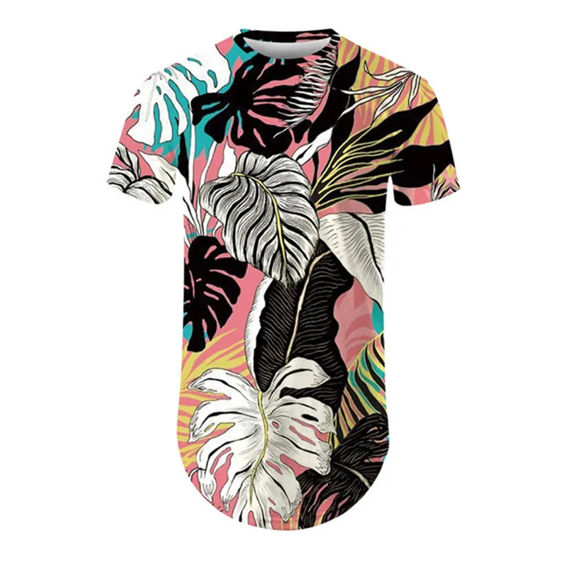 Мужская модная футболка с 3D принтом в виде листьев летняя мужская повседневная
