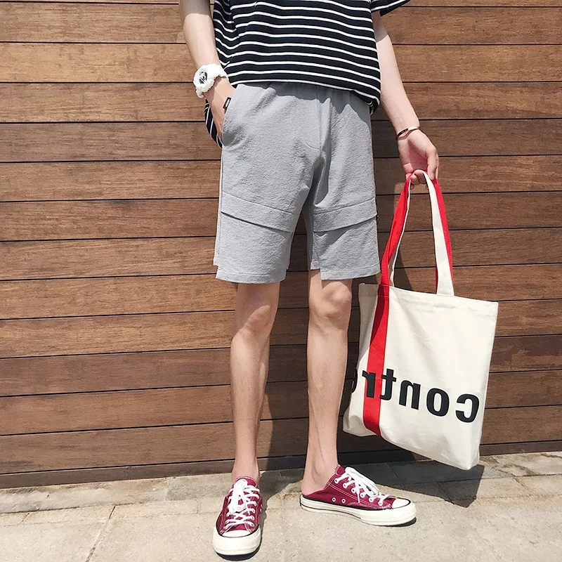 Мужские шорты с эластичной резинкой на талии модные летние для бега по колено