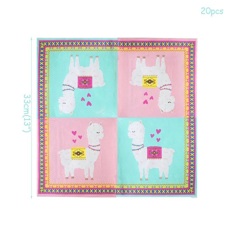 20pcs napkin Альпака бумажные тарелки свадебные украшения стола аксессуары Одноразовые Партии Посуда С Днем Рождения Баннеры-Декорации для вечеринки детей - Цвет: 20pcs napkin