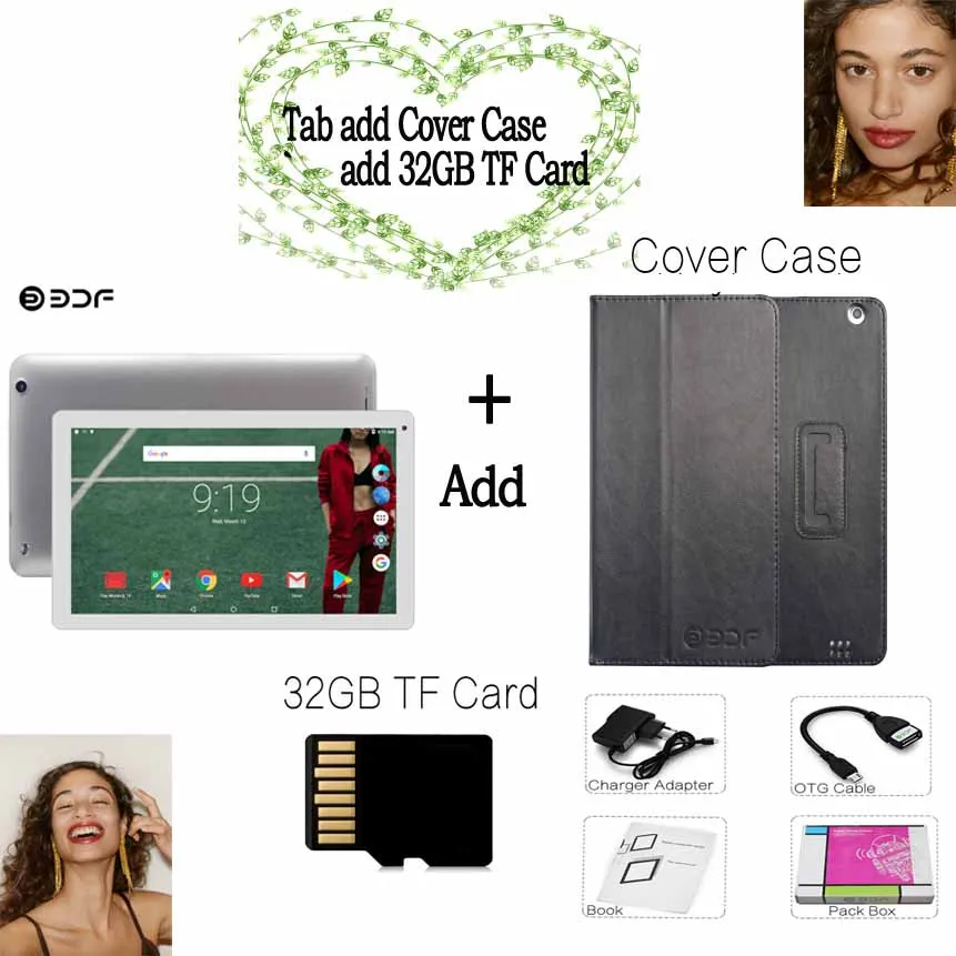 Holster 32GB TF Card BDF Android планшет 10 дюймов Android 5,1 планшетный ПК четырехъядерный Google Play 1 ГБ/32 ГБ 1024*600 Мини планшетный компьютер WiFi планшеты 10,1 - Комплект: Holster 32GB TF Card