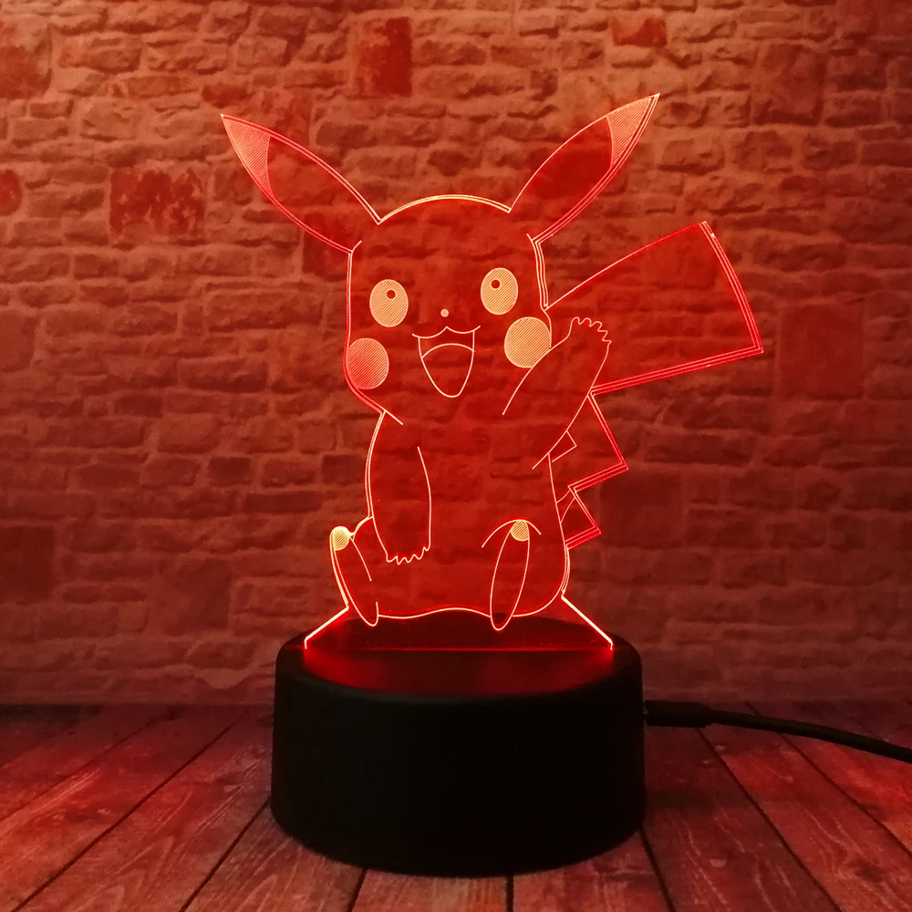 3D светодиодный карманный аниме Pocket Monsters Pikachu Pokemon Go фигурка ночник настольная