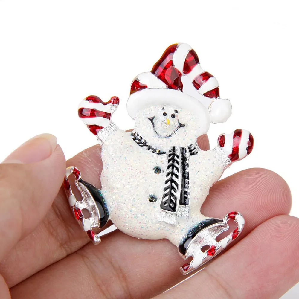 Модная Рождественская Подарочная шляпа из эмали Милая брошь Снеговик броши