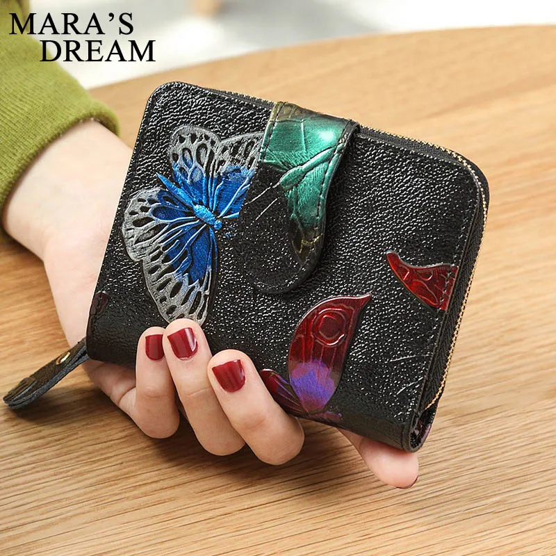 Женские кошельки Mara's Dream однотонный тонкий кошелек из натуральной кожи на