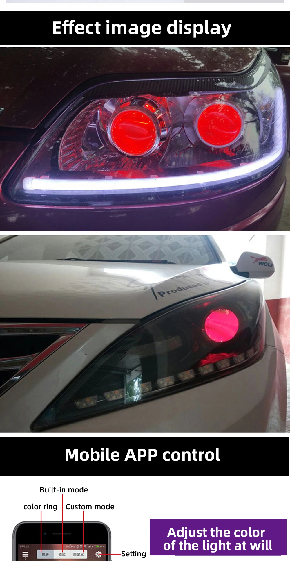 LISCN 2 шт. приложение управление Авто RGB Devil Eyes фары проектор Led Devil Eyes огни Demon Eye лампа для автомобиля приложение дистанционное управление