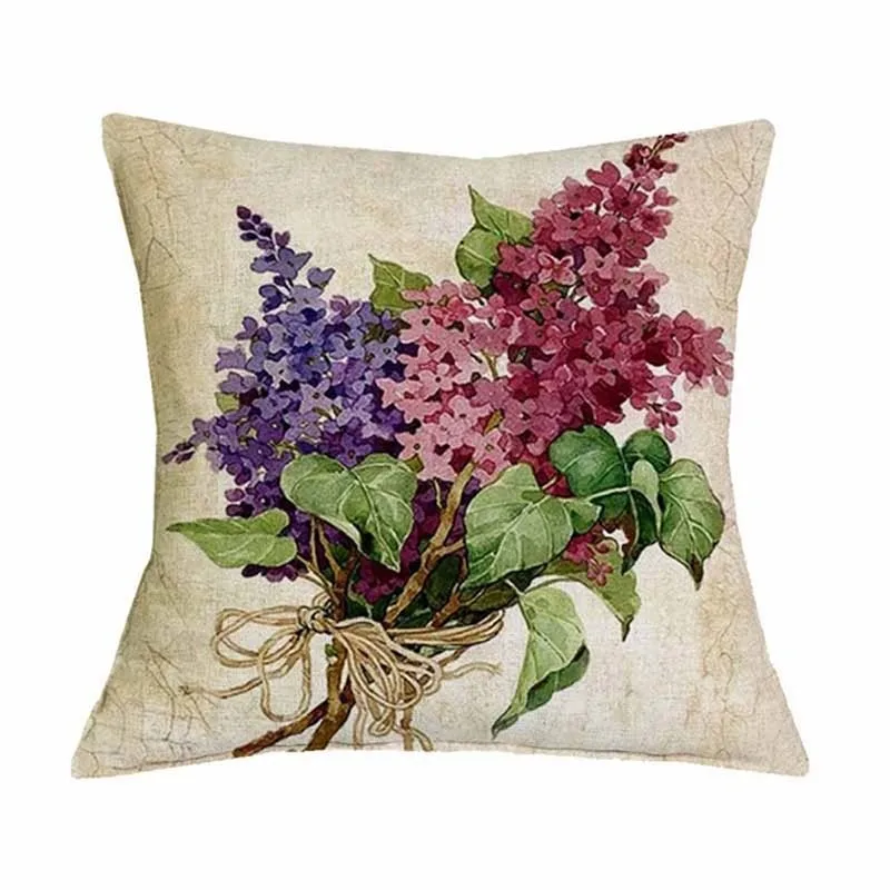 Provence Kissen Лавандовые декоративные подушки диванные чехлы винтажные подушки цветы Льняные декоративные подушки украшения для дома подушки - Цвет: 17