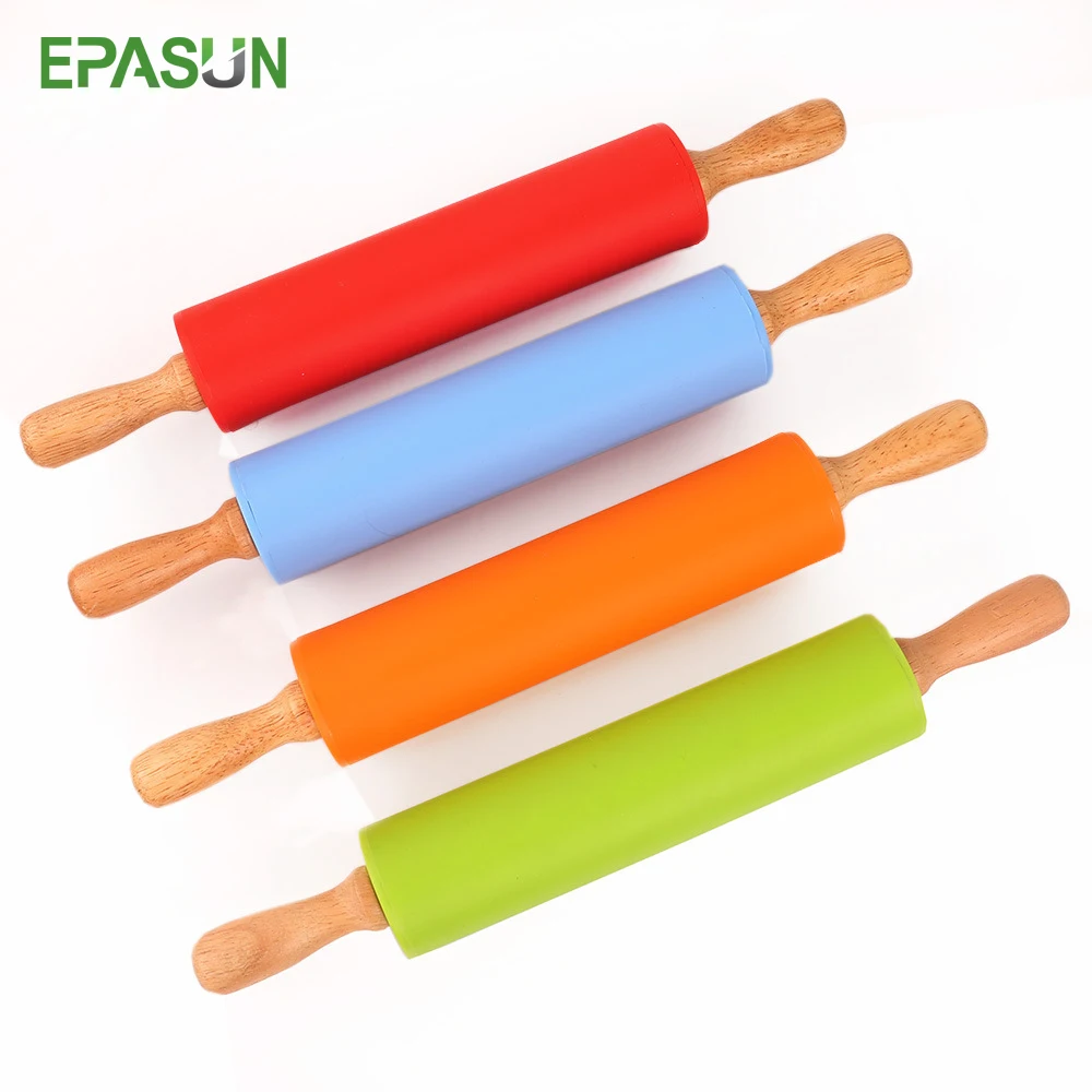 

EPASUN Medium Silicone Fondant Rolling Pin Fondant Cake Dough Roller Cake Roller Wooden Handle Crafts Baking Baking Cooking Tool