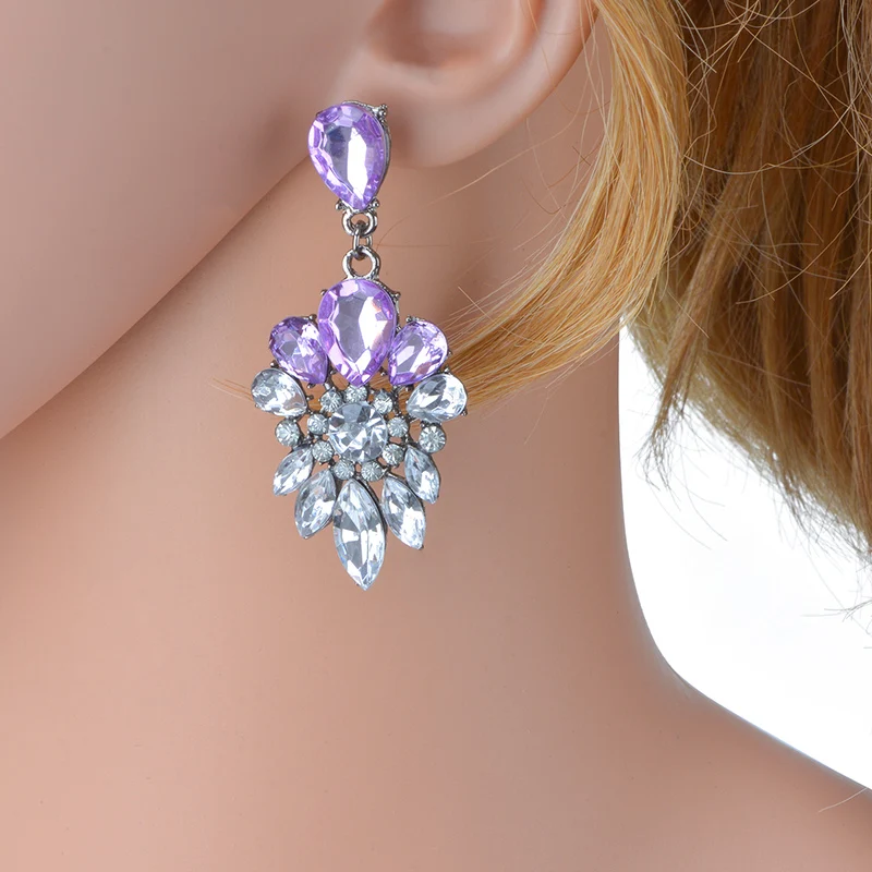 Manerson 2017 Crystal Flower Shape Handmade Drop Earrings Long Fashion Dangle Jewelry For Women Wedding Party Wholesale | Украшения и