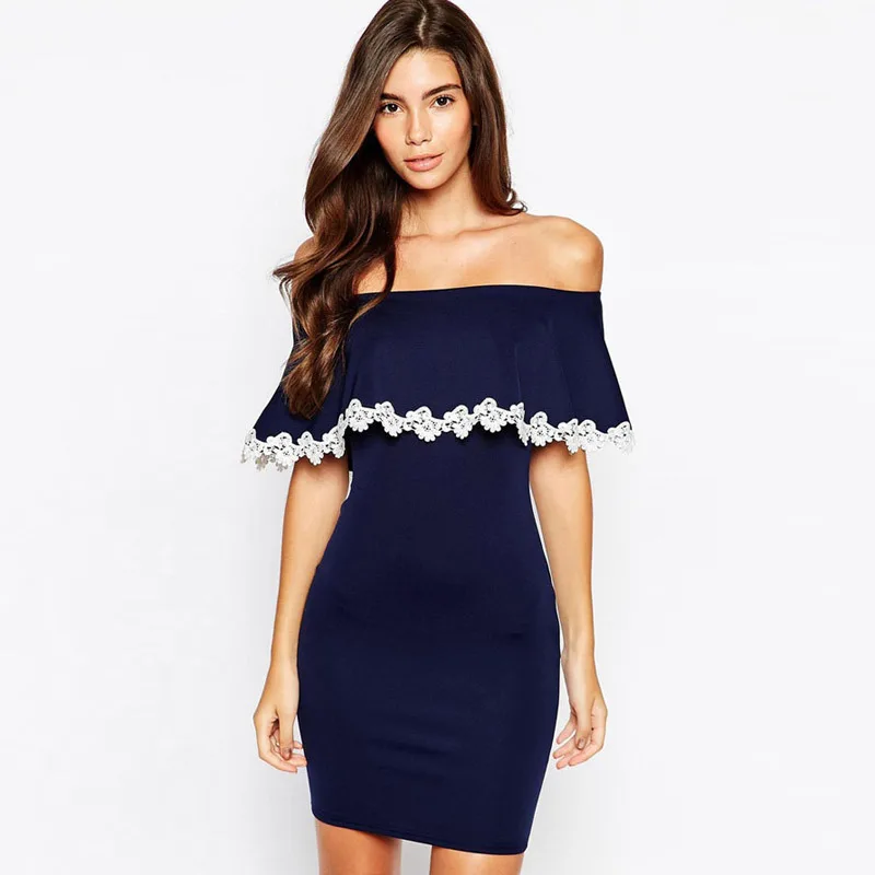 2016 Rushed Dress Style Vestidos De Fiesta Dilameng New Sleeveless Wrap Chest Lotus Leaf Collar Slim Package Hip 22026 | Женская одежда