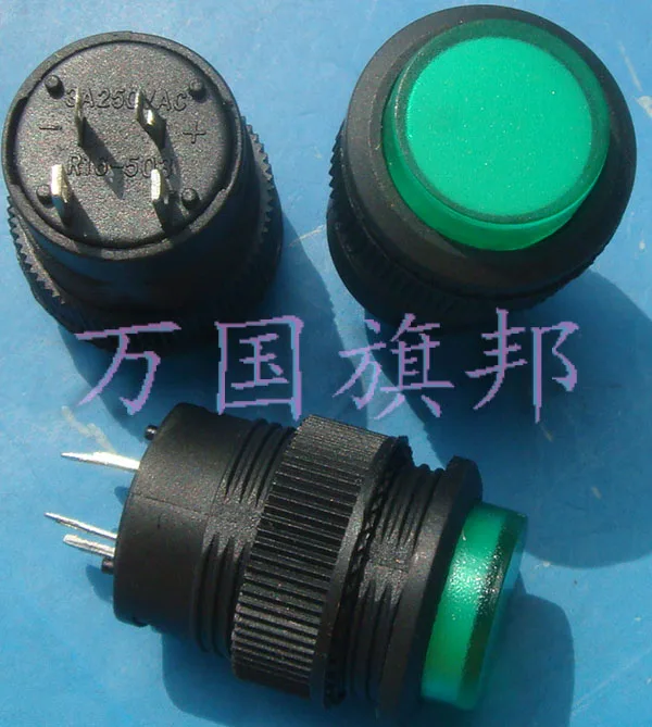 Бесплатная Доставка. кнопка круговой диаметр 16 мм зеленый переключатель R16-503 не
