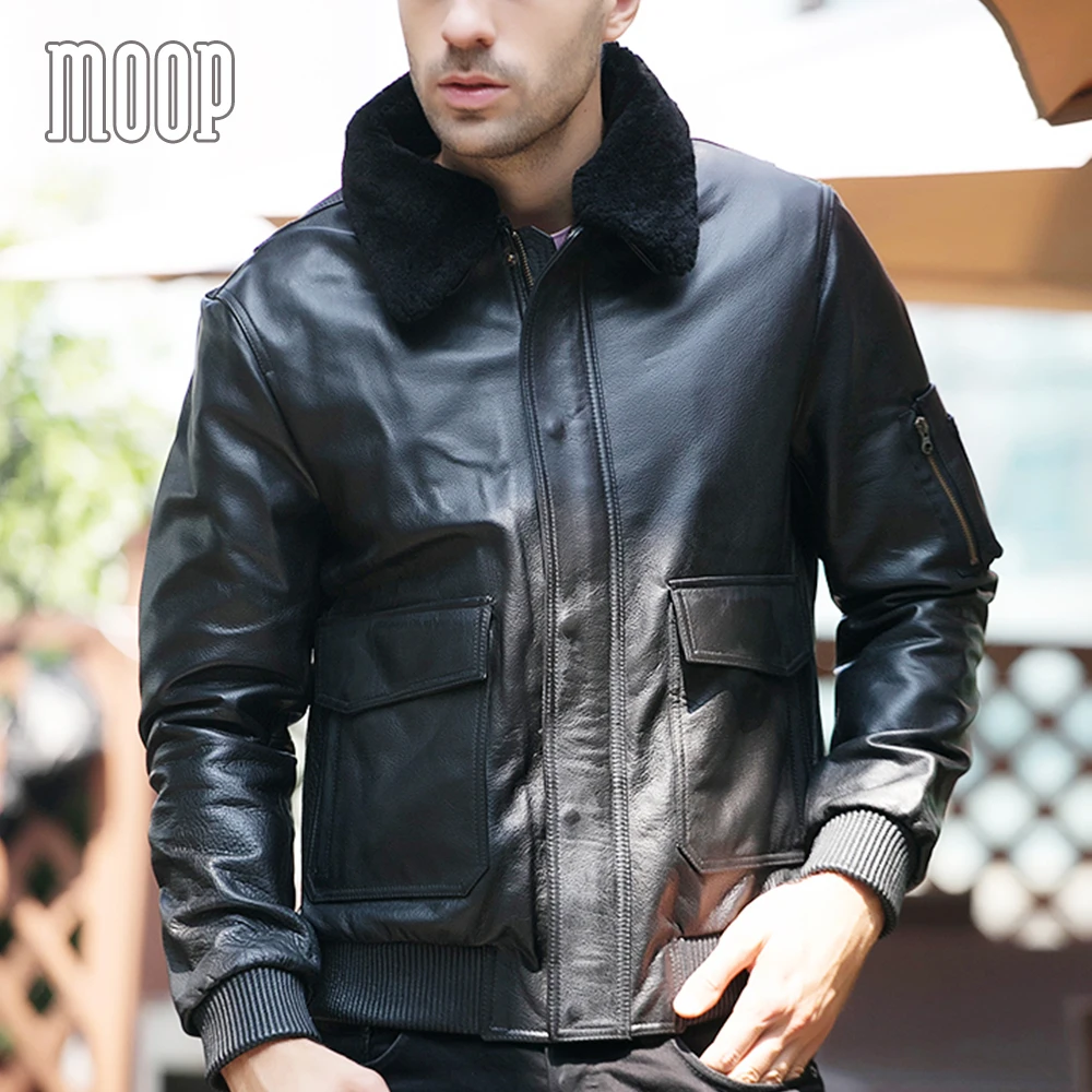 Зимние Черные натуральная кожа куртка мужская из коровьей кожи мотоциклетные
