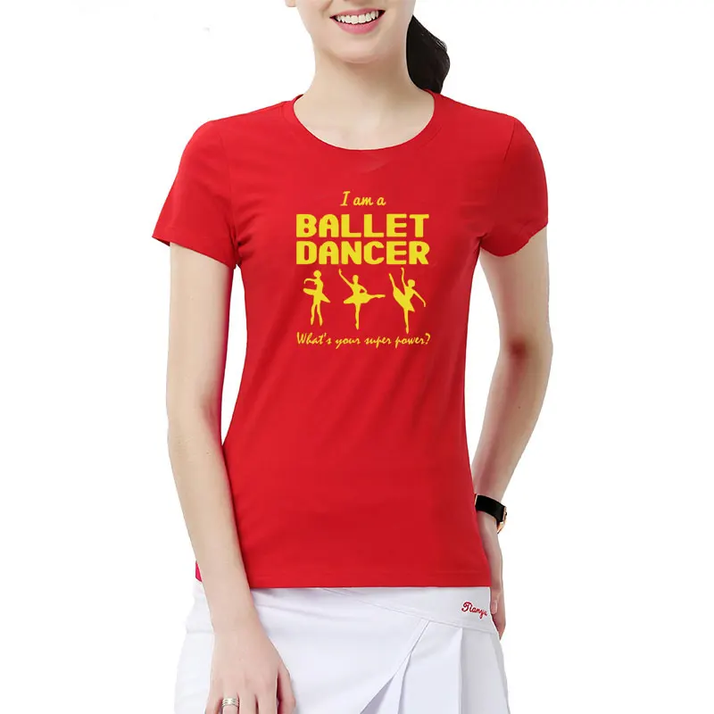 Модные футболки с принтом «I Am A Ballet Dance» Хлопковые женские топы с короткими рукавами для танцев, летняя новая модная футболка для девочек и женщин