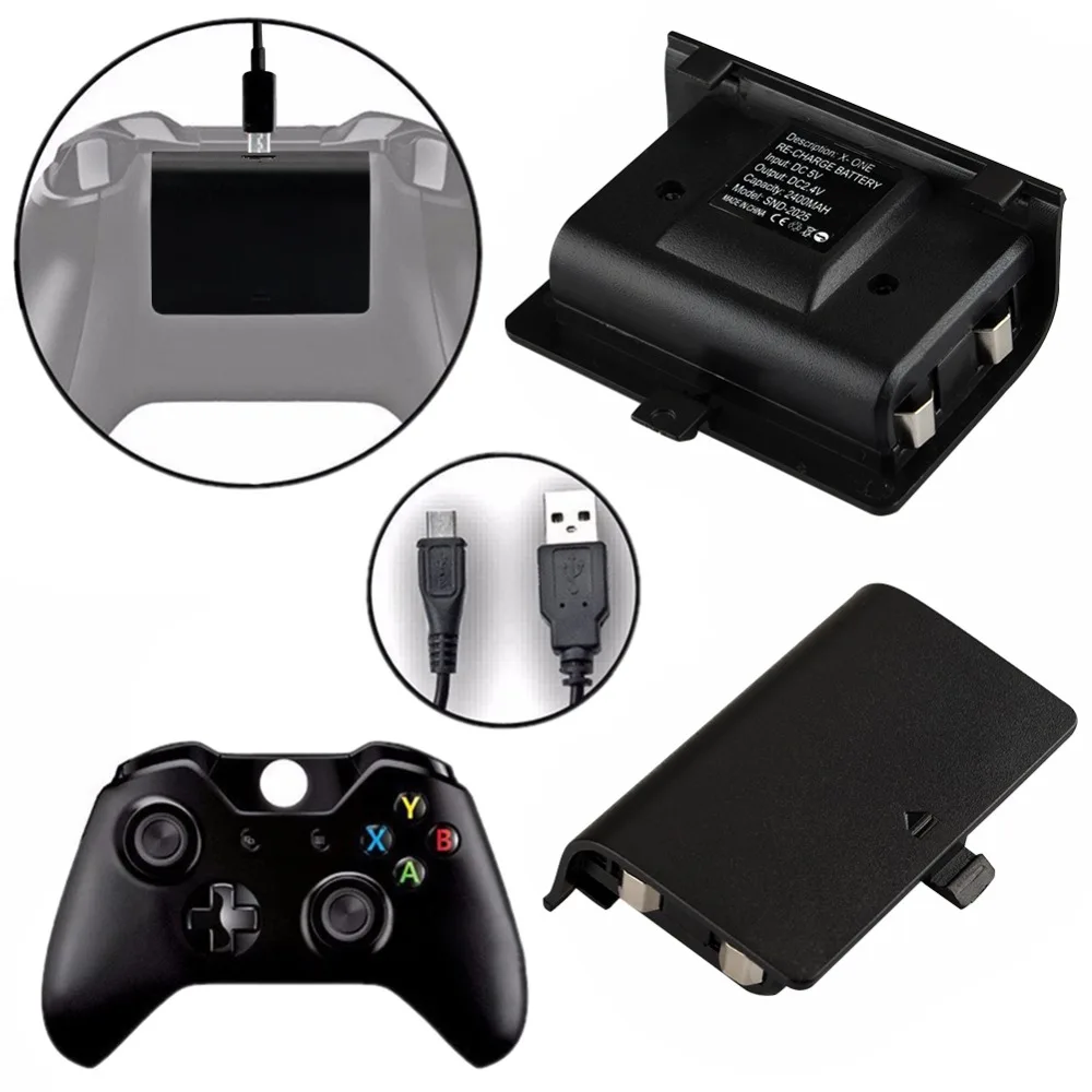2 аккумулятора 2400 мАч+ USB кабель для XBOX ONE контроллер комплект для зарядки беспроводной геймпад джойпад перезаряжаемый резервный аккумулятор