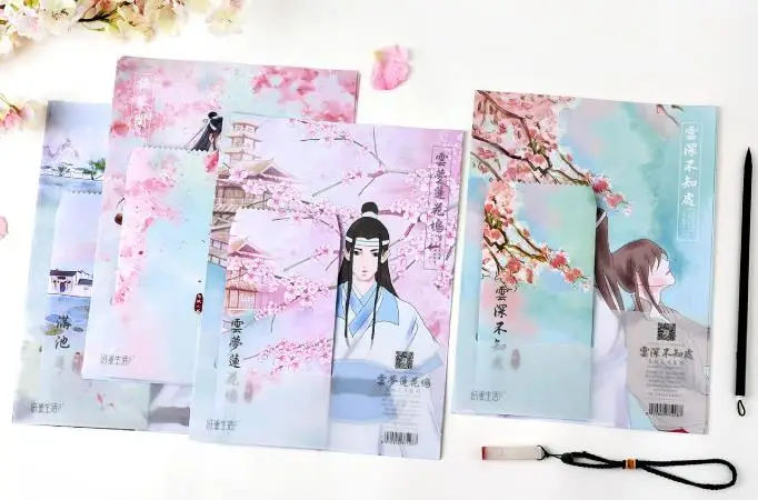 9 шт./упак. Kawaii 3 конверты+ 6 листов буквы древней китайской Красота Для мужчин цветы Бумага конверт с буквенным принтом канцелярский подарок