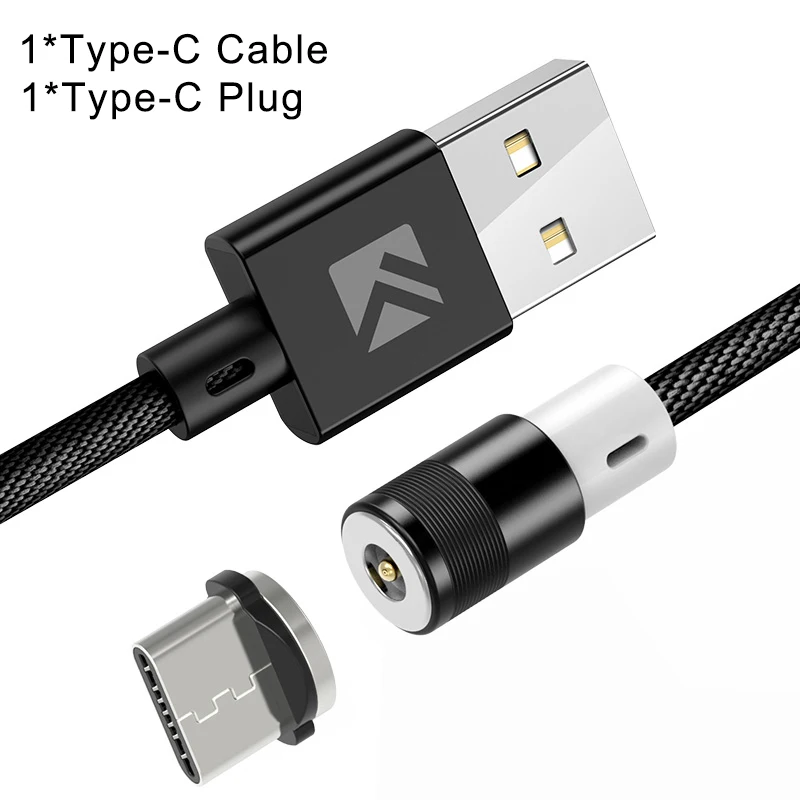 Type C Black FLOVEME Micro USB кабель 1 м светодиодный магнитный usb type-C кабель для мобильного телефона световые кабели для iPhone samsung S9 Xiaomi зарядное устройство - Цвет: Type C Black