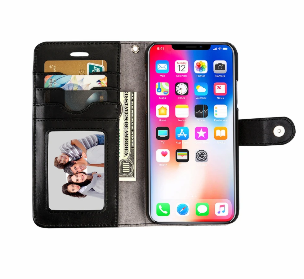 Роскошный кожаный чехол на мобильный телефон для iPhone X XS XSMAX Магнитный съемный