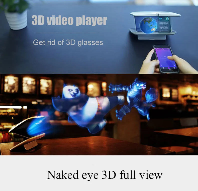 Топ mp4 слой 3D экран дисплея открытое отверстие 3D плеер 3D коробка с Wi-Fi bluetooth Батарея для android мобильного телефона