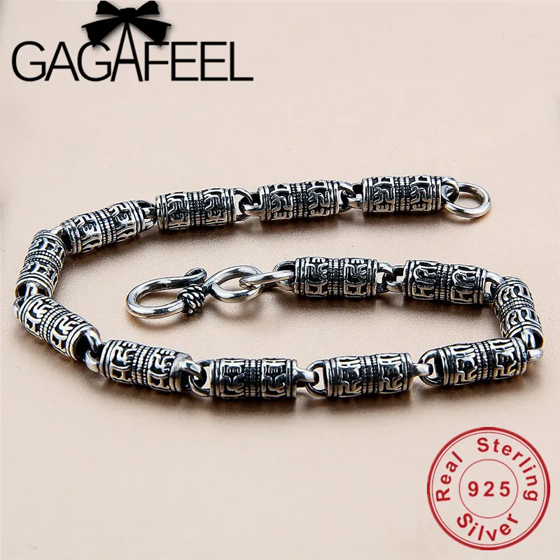 Мужской браслет GAGAFEEL из настоящего чистого 925 пробы серебра 5 мм. Мужские украшения в стиле панк., ювелирные изделия HYB1
