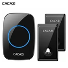 Автономный беспроводной дверной звонок CACAZI, без аккумулятора, водонепроницаемая светодиодная вспышка, штепсельная вилка стандарта США и ЕС, домашний беспроводной дверной звонок, 1, 2 кнопки, 1, 2 ресивера