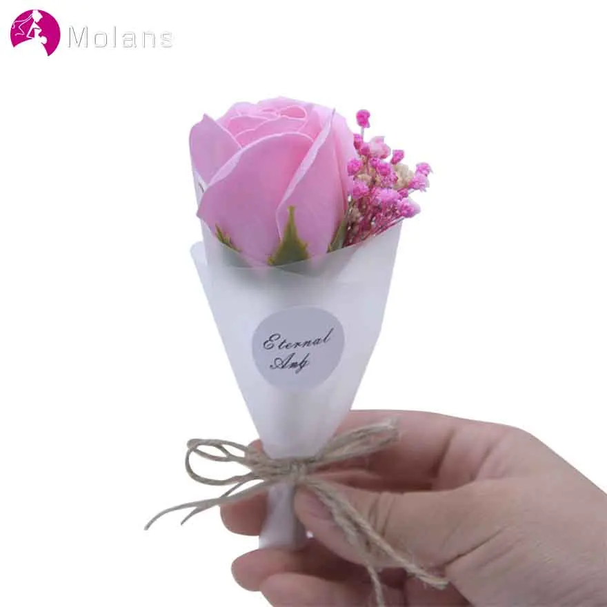 MOLANS One Rose стимуляция цветок для подарка/свадебные аксессуары Простой красивый искусственный цветок с ручной тканой лентой Декор