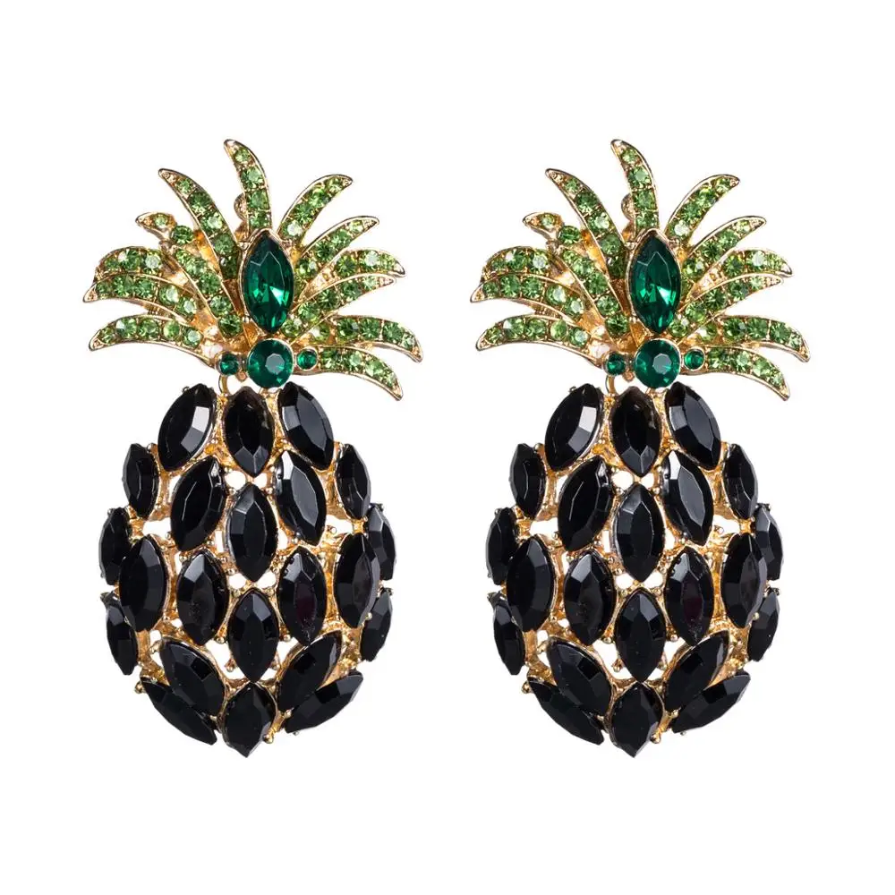 Женские Висячие серьги ZA Ananas Diamante эффектные висячие с кристаллами ананаса летние