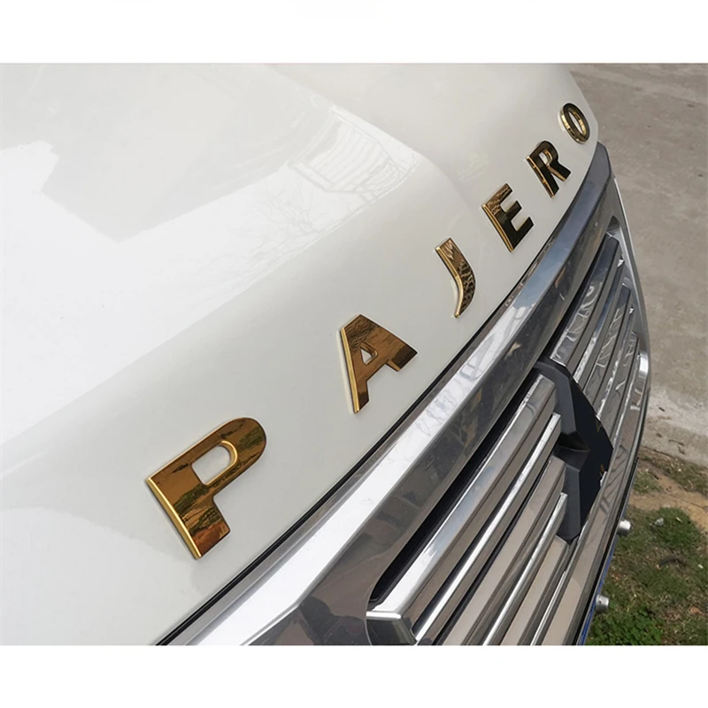 Для Mitsubishi Pajero автомобильные аксессуары буквы капот эмблема серебро хромирование логотип 3D наклейка нержавеющая сталь металл