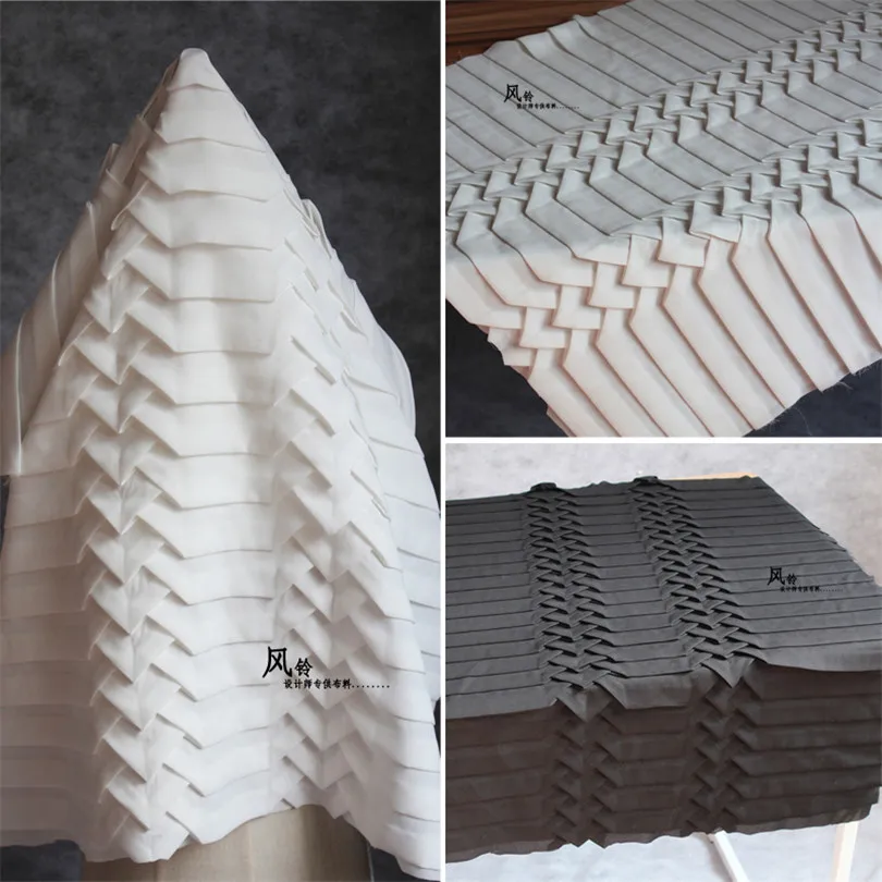 

80cm*60cm Hand woven chiffon three-dimensional texture fold fold geometry transform apparel fabrics DIY fabric