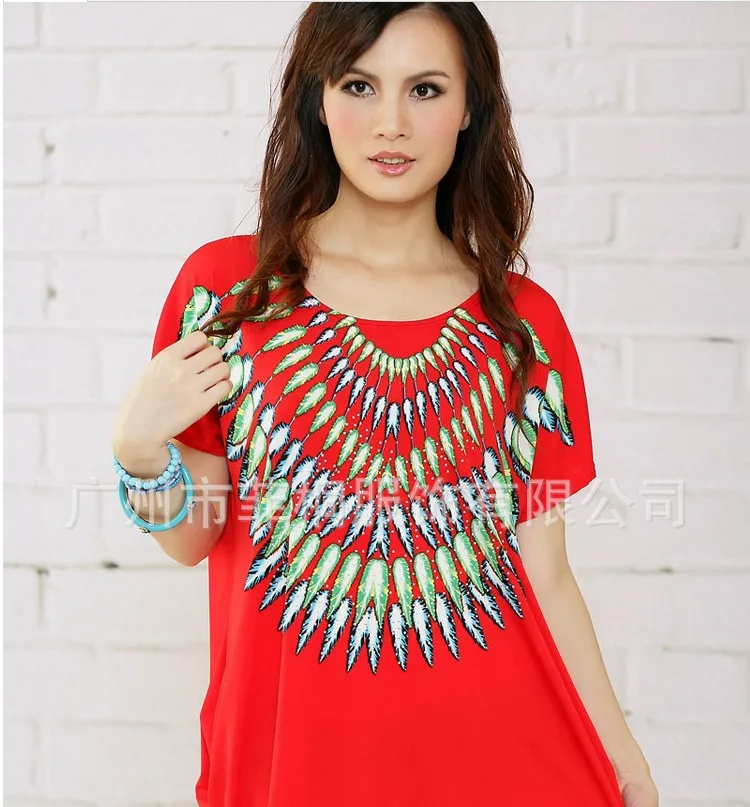 2013 New Arrival Women's Fall oversized national wind feather printed stretch cotton dress Crystal Hemp | Женская одежда
