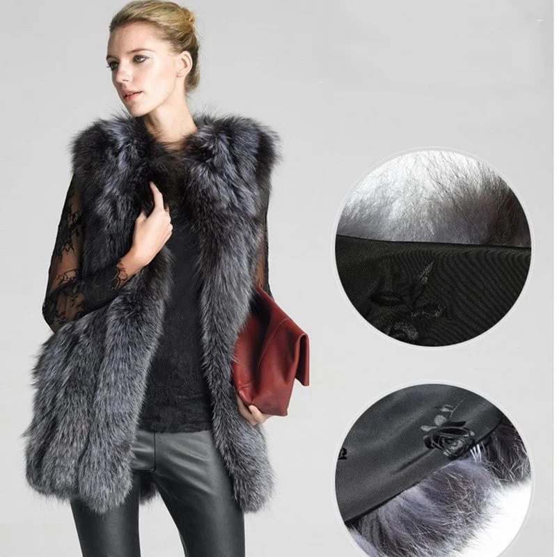 

New 2018 Fashion Autumn And Winter Women Coat Woman Fur Vests Jacket Ladies Gilet Vest For Shopping Working Party Wedding Hn90