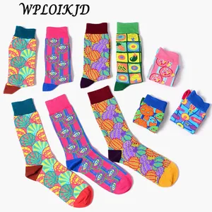 WPLOIKJD Европа США уличный бизнес унисекс хип-хоп Красочные Креативные счастливые носки новинка смешные носки скейтборд