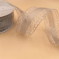 38mm x 25yards silver net edges wired organza ribbon for gift box wrapping n2262