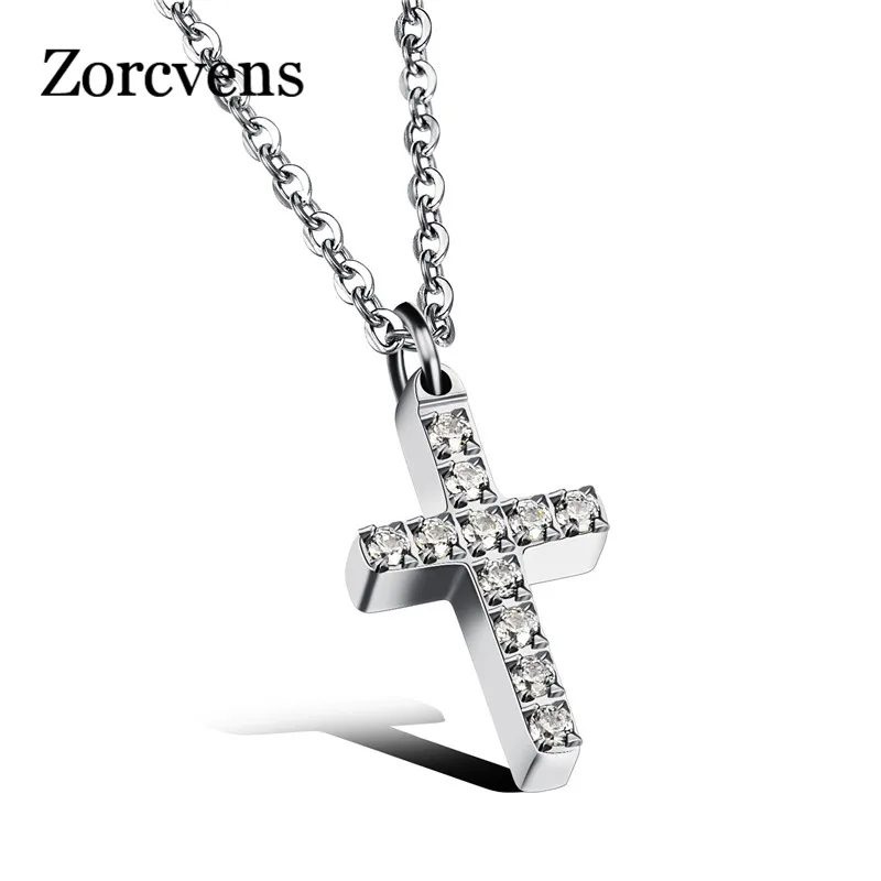 Ожерелья и подвески с фианитом для мужчин из нержавеющей стали|cross pendant necklace|cross