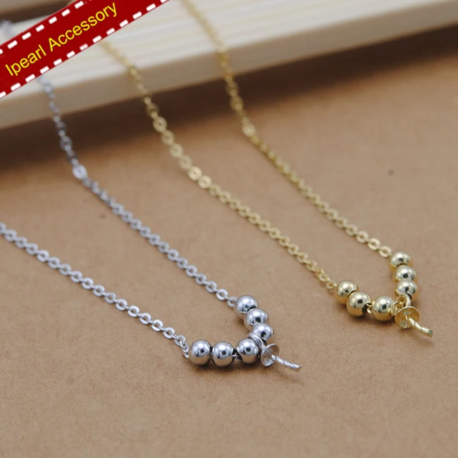 

S925 Sterling Pearl Necklace Accessory Silver Chain DIY Pendant Necklace Findings Women Simple Design Chain Accessory