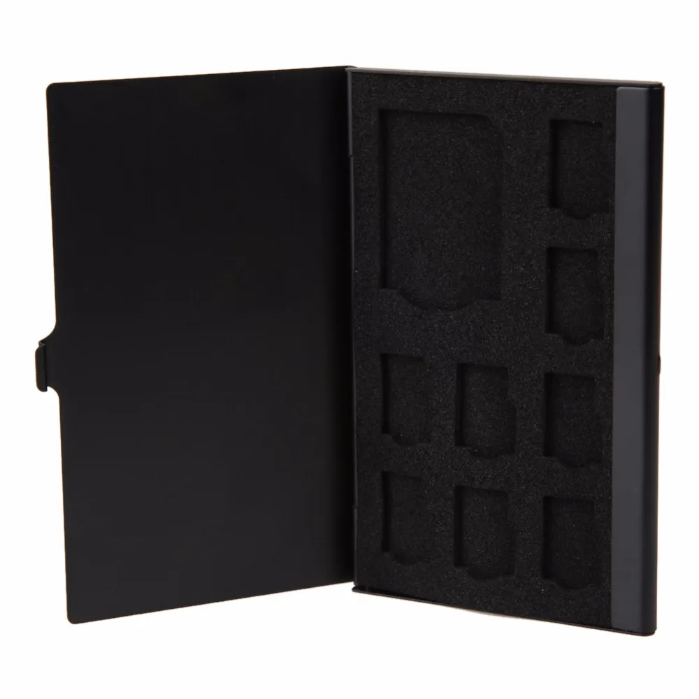 Алюминиевый Чехол для карт памяти 1SD + 8TF черный|memory card storage case|memory storagecard |