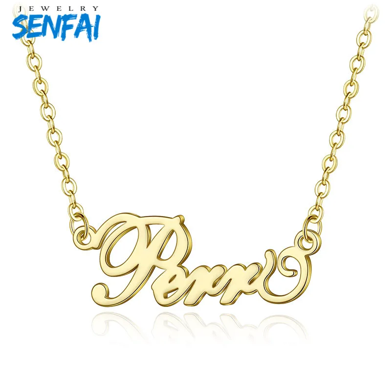 

Senfai индивидуальное модное ожерелье из нержавеющей стали с именем персонализированное золотое ожерелье-чокер с надписью подвеска табличка ...