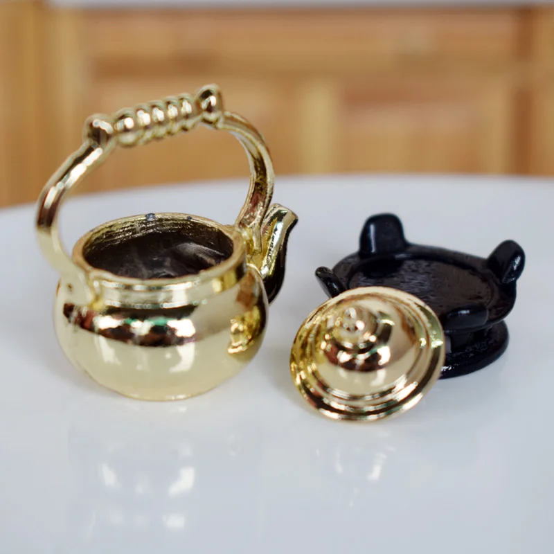 Винтажный миниатюрный чайник для кипящей воды 1/12 игровой кукольный домик