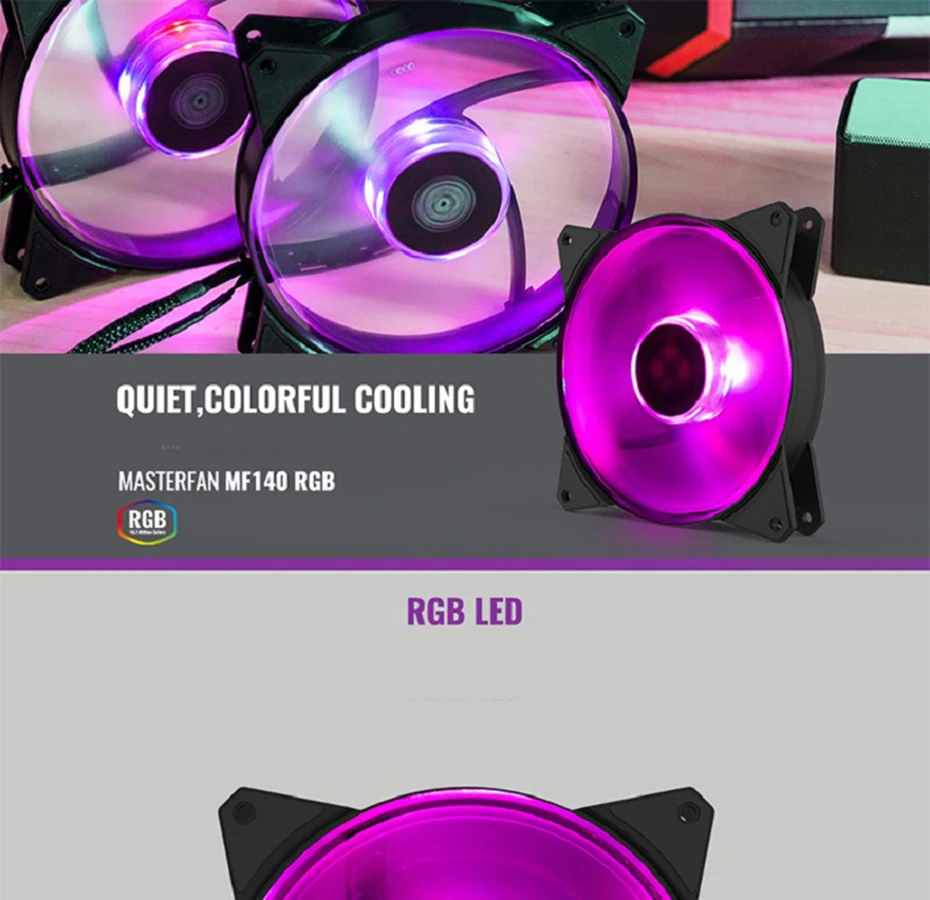 Cooler Master MF140 RGB 14 см RGB 12 В/4PIN чехол для компьютера тихий PWM вентилятор PC cpu кулер радиатор водяного охлаждения 140 мм заменяет вентиляторы
