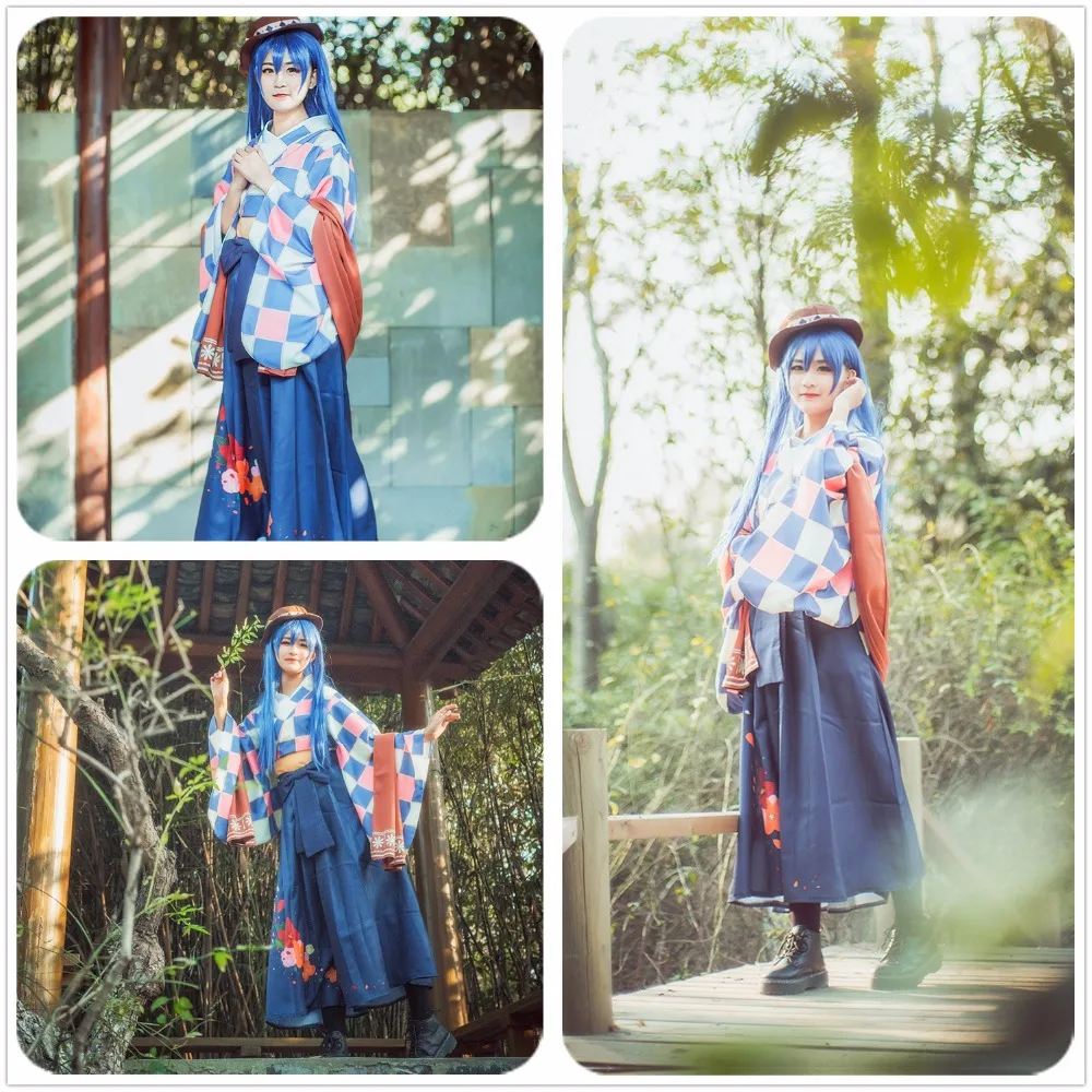 Аниме Love Live! Sonada Umi Taisho кимоно в клетку рубашка непробужденный Косплей Костюм на