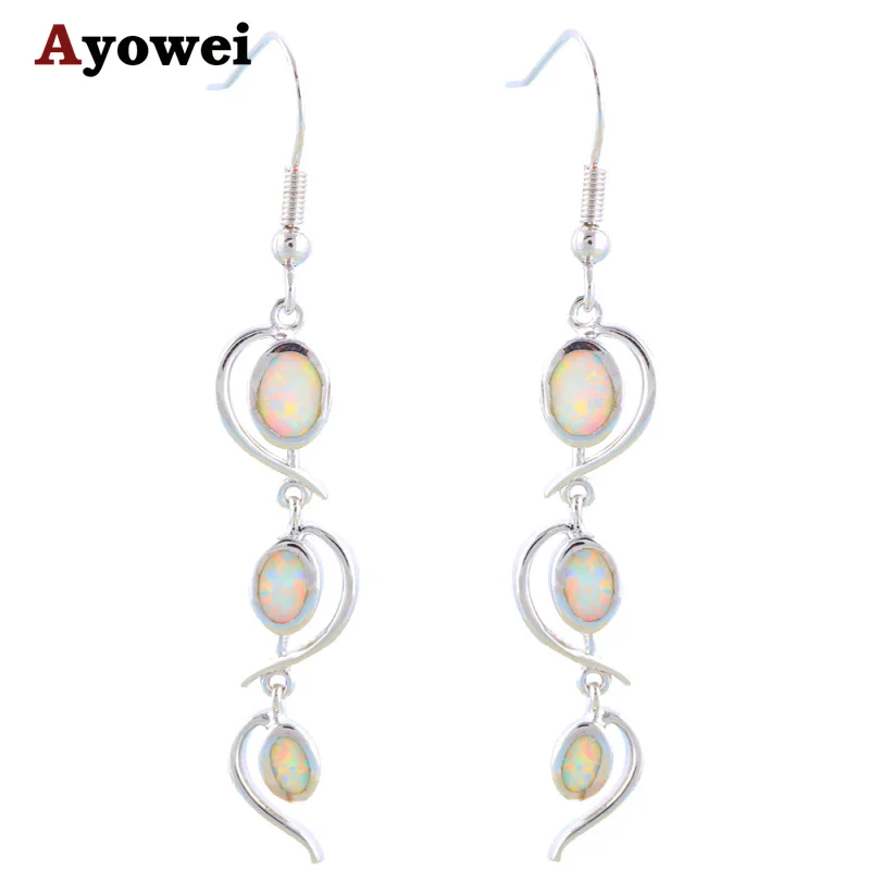 Серьги-подвески женские с белым огненным опалом OE363A | Украшения и аксессуары