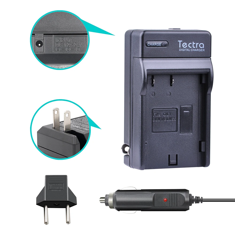 Tectra 4 шт. PS-BLM1 PS BLM-1 Li-Ion Bateria + Цифровое зарядное устройство для Olympus C-5060 C-7070 C-8080 E-30