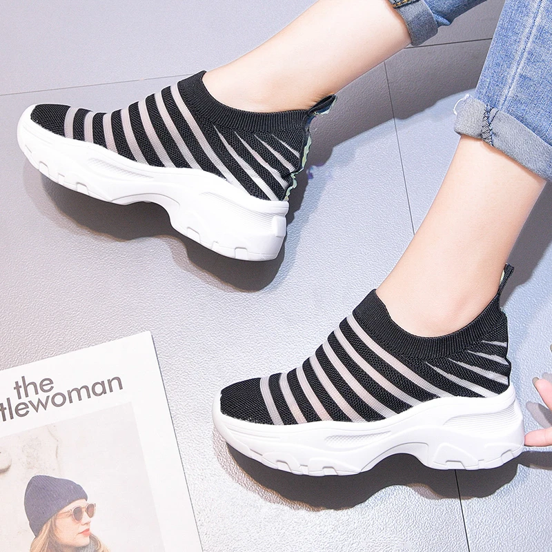 Новинка 2019 года летние дышащие сетчатые кроссовки женская обувь со скрытой